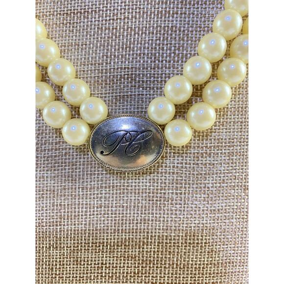 Avon President's Club Faux Pearls Necklace Double String Rhinestones Accents - Picture 2 of 7